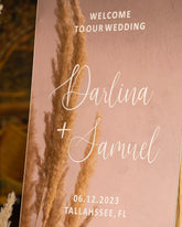Mirror Rose Gold Acrylic Welcome Sign
